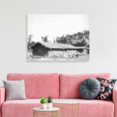 Männer außerhalb der Blockhütte in Süddakota Leinwanddruck (Insitu (Wohnzimmer))