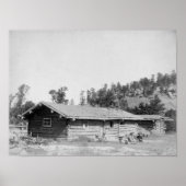 Männer außerhalb der Blockhütte in Süddakota Poster (Vorne)