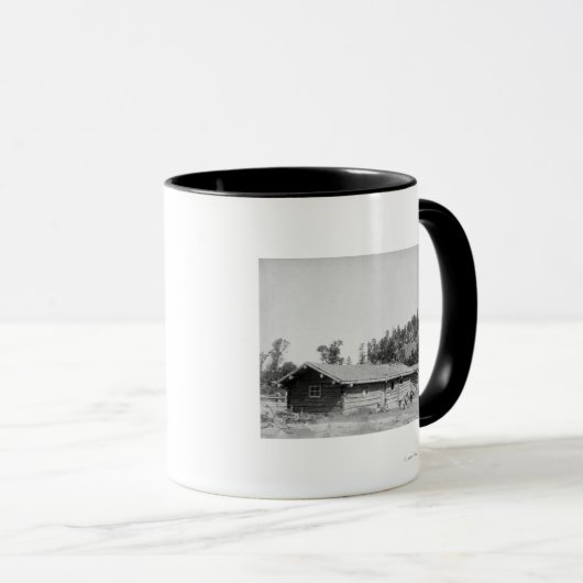 Männer außerhalb der Blockhütte in Süddakota Tasse (VorderseiteRechts)