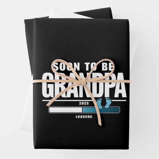 Männer bald Großvater EST 2025 neuer Großvater Geschenkpapier Set (Beispiel)