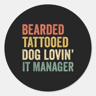 Männer Bartete Tattooed Hund Lovin IT-Manager Bart Runder Aufkleber