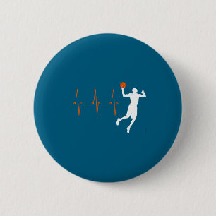 Männer Basketball Herzschlag Orange Spieler Traine Button
