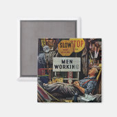 Männer bei der Arbeit Magnet (Vorderseite/Rückseite)