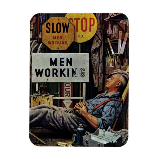 Männer bei der Arbeit Magnet (Vertikal)