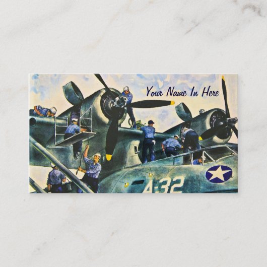 Männer bei der Arbeit Vintag Visitenkarte (Vorderseite)