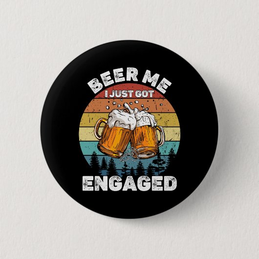 Männer Bier Wurde Verlobt Lustige Party-Feier Button (Vorderseite)