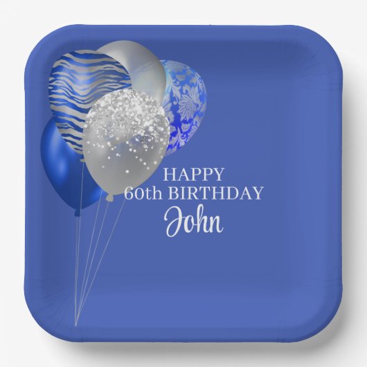Männer Blau Geburtstag Pappteller (Vorderseite)