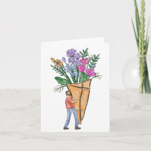 Männer-Blumenstrauß-Grußkarte Karte