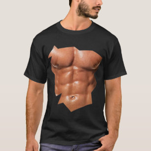 Männer Brustkorb Sixpack Abs lustiges Fake abs Mus T-Shirt