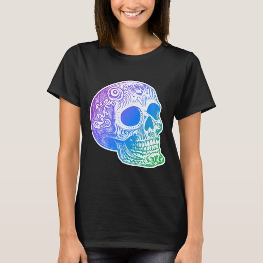Männer Calaca Gradient Zucker-Schädel-Design T-Shirt (Vorderseite)