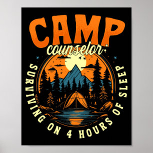 Männer-Camp-Berater, der auf 4 Stunden Schlaf über Poster