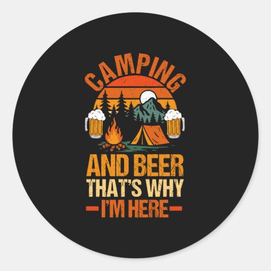 Männer Camping Bier Lagerleben Wald Camper Runder Aufkleber (Vorderseite)