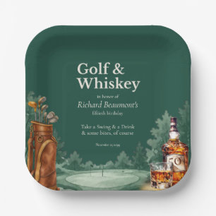 Männer-Chic-Golf- und Whiskey-Themen-50. Geburtsta Pappteller