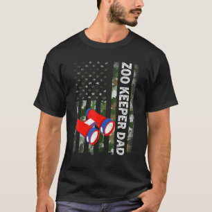 Männer Cool American Flag Tarnung Zoo Wärter Papa T-Shirt