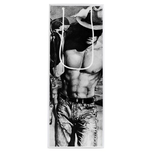 Männer Cool Cowboy Muscled Body Men's Art Geschenktüte Für Weinflaschen (Vorderseite)