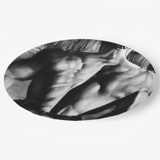 Männer Coole Kunst Zeichne Männliche Bodybuilding Pappteller (Schrägansicht)