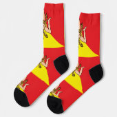 Männer Crew Socken mit der Flagge Siziliens, Itali (Linkes Detail)