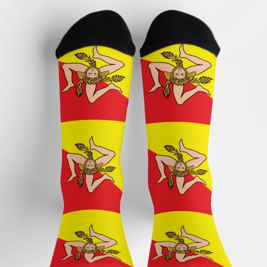 Männer Crew Socken mit der Flagge Siziliens, Itali (Oben)