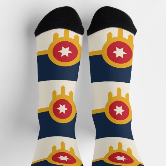 Männer Crew Socken mit Fahne von Tulsa, Oklahoma (Oben)