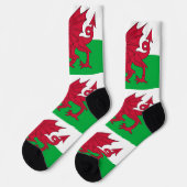 Männer Crew Socken mit Fahne von Wales, Großbritan (Linkes Detail)