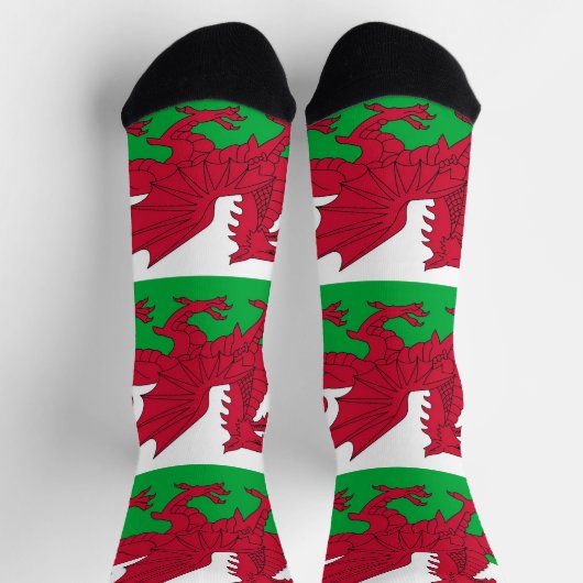 Männer Crew Socken mit Fahne von Wales, Großbritan (Oben)