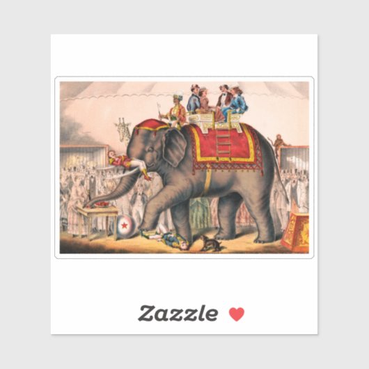 Männer Darstellend einen Zirkus mit einem Elefante Aufkleber (Blatt)