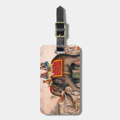 Männer Darstellend einen Zirkus mit einem Elefante Gepäckanhänger (Vorderseite vertikal)