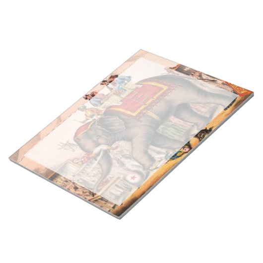 Männer Darstellend einen Zirkus mit einem Elefante Notizblock (angewinkelt)