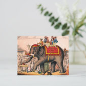 Männer Darstellend einen Zirkus mit einem Elefante Postkarte (Stehend Vorderseite)