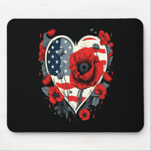 Männer Denkmal des Tages rote Mohnblume USA Herzfl Mousepad