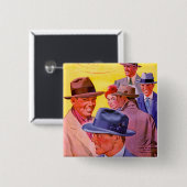 Männer der 40er Jahre in Hüten Button (Vorne & Hinten)