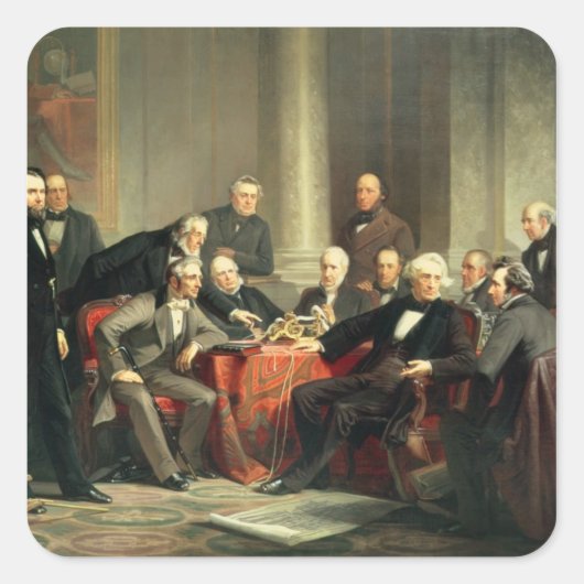 Männer des Fortschritts Quadratischer Aufkleber (Vorderseite)