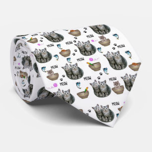Männer Designer Katzen Kätzchen Miauen Krawatte