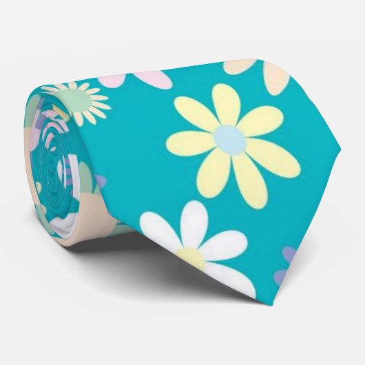 Männer Designer Krawatte Blumenblau (Gerollt)