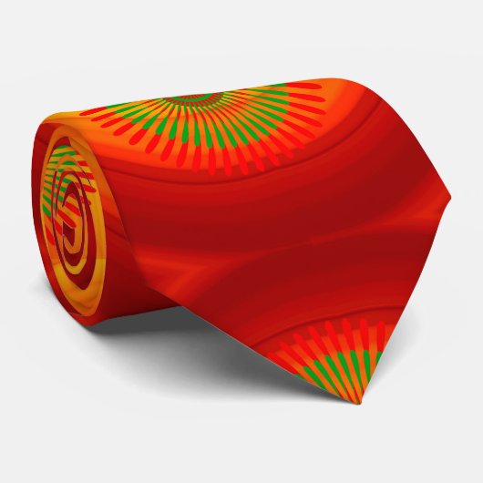 Männer Designer Krawatte Orange Red Green (Gerollt)