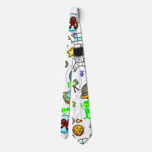 Männer Designer Krawatte Raumschiff Außerirdischen (Rückseite)