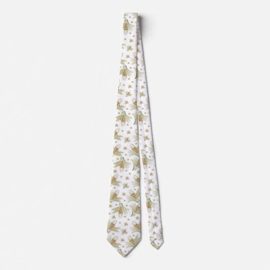 Männer Designer Krawatte Weiße Tulips (Vorderseite)