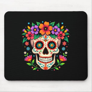 Männer Día De Los Muertos Zucker-Schädel Mit Blume Mousepad