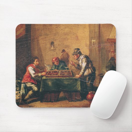 Männer, die Backgammon in einer Taverne spielen Mousepad (Mit Mouse)