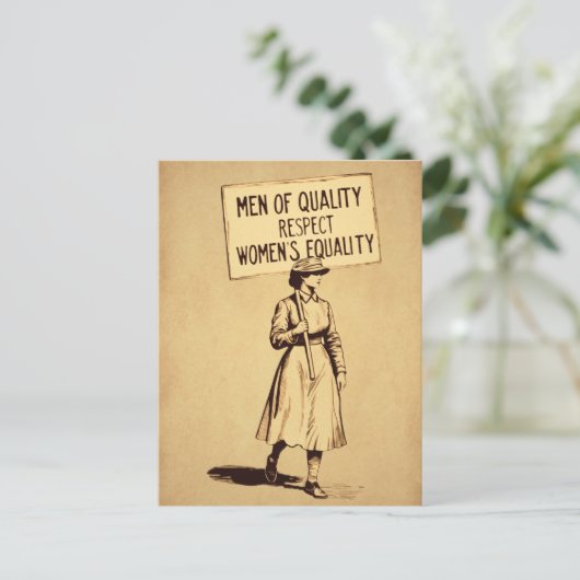 Männer, die die Gleichberechtigung der Frau respek Postkarte (Stehend Vorderseite)