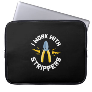 Männer, die ich mit elektrischer Gewerkschaft arbe Laptopschutzhülle