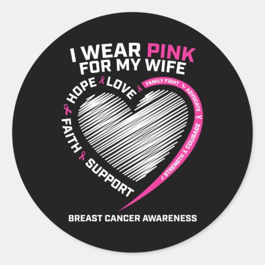 Männer, die ich wegen Brustkrebs meiner Ehefrau pi Runder Aufkleber (Vorderseite)