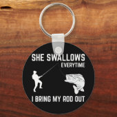 Männer, die sie verschluckt hat, Funny Fishing-Ges Schlüsselanhänger (Vorderseite)