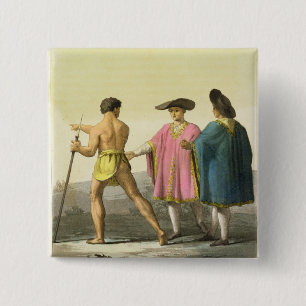 Männer, die zeremonielle Ponchos in Santiago, Button