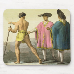 Männer, die zeremonielle Ponchos in Santiago, Mousepad