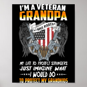 Männer Ein Veteran Opa Stolz Veteran Vater Amerika Poster