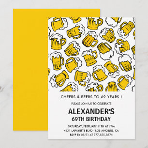 Männer Einladungen zum 69. Geburtstag Cheers and B