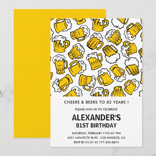 Männer Einladungen zum 82. Geburtstag Cheers and B (Vorne/Hinten)