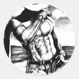 Männer Elegante Fine Art Modern Zeichnend Western Runder Aufkleber
