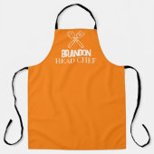Männer-eleganter Orange-Koch Name Moderner Einfach Schürze (Vorderseite)